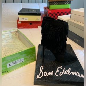 Sam Edelman Suede Black Fringe Booties
